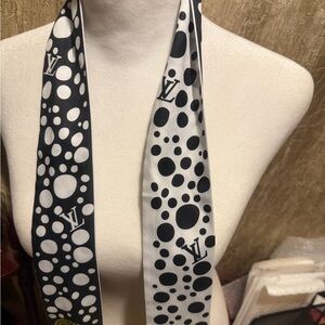 Black and White Polka Dot Scarf 38”x2.5”